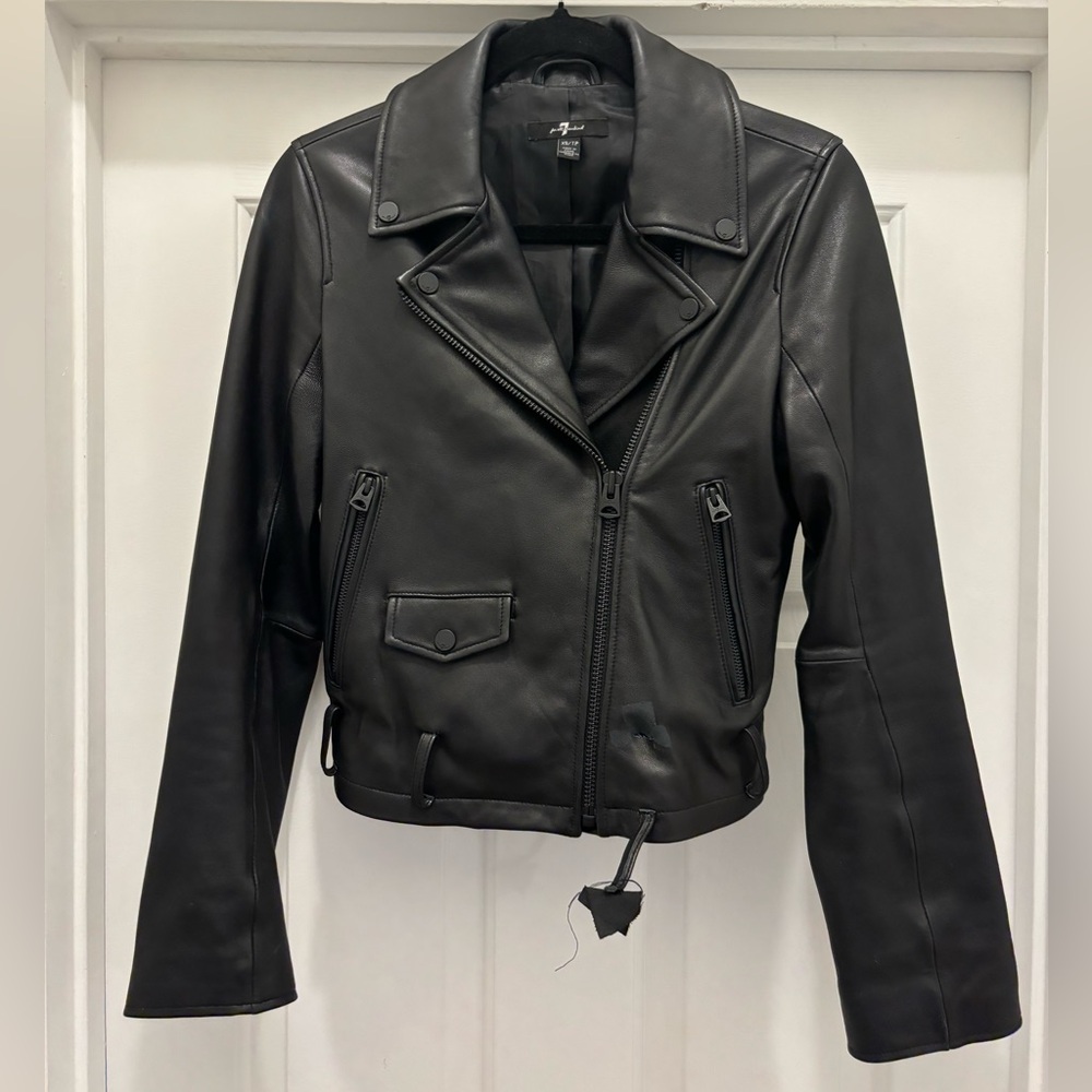 7 For All Mankind Genuine 100% Leather Moto Jacket